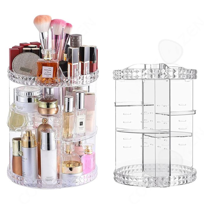 Conteneur de rangement - PASSIONOVA - 23.5X34cm - Rotatif 360 degrés - 7 niveaux réglables - Acrylique