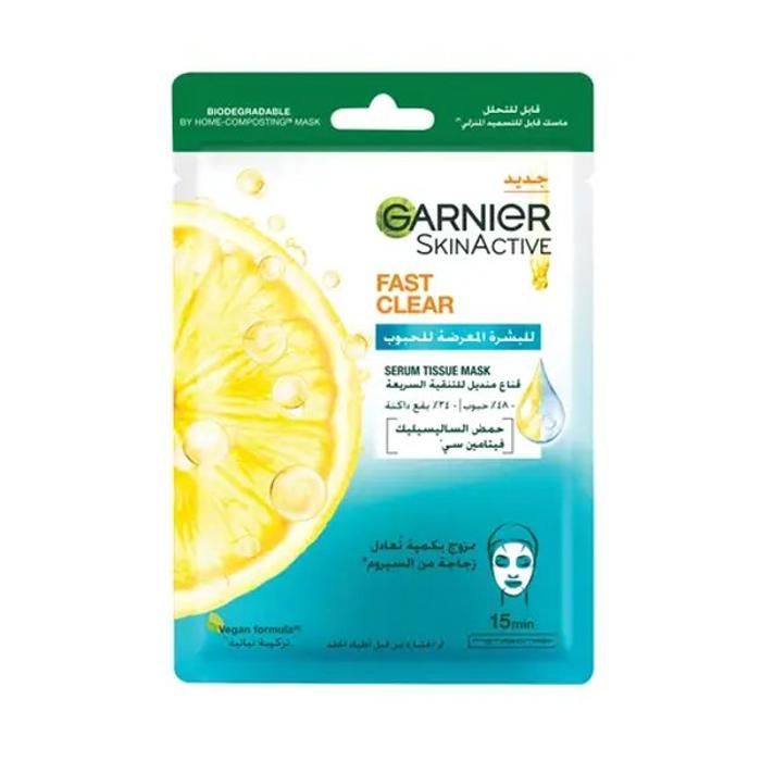 Masque Tissu - Garnier - Fast Clear - Acide Salicylique - Vitamine C - Non gras