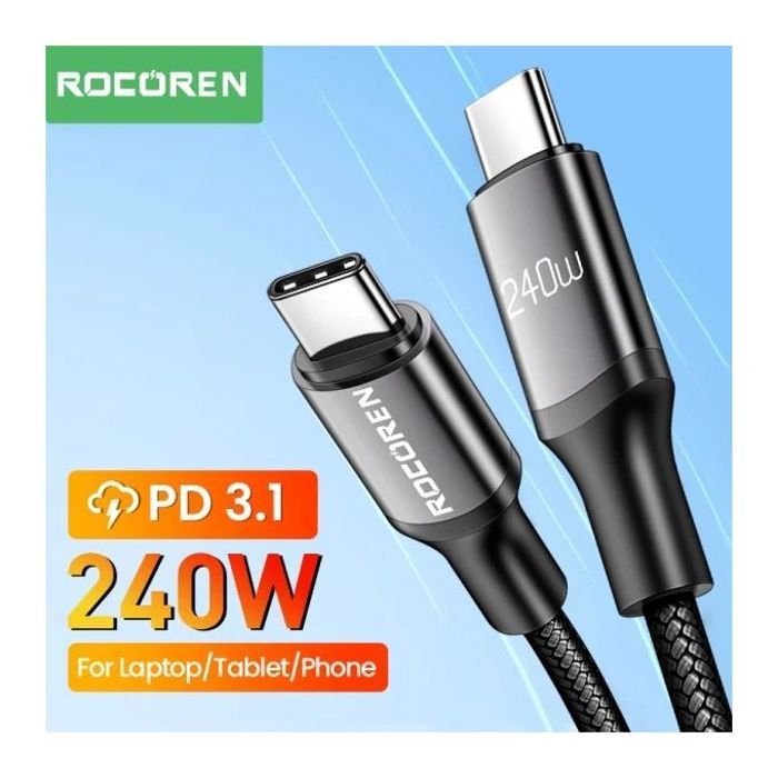 Rocoren Retro Series Fast Charge USB Cable C TO C 240W 2m Grey