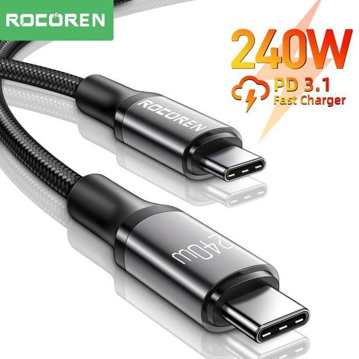 Rocoren Retro Series Fast Charge USB Cable C TO C 240W 1m Grey