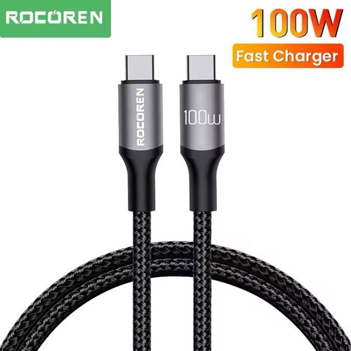 Rocoren Retro Series Fast Charge USB Cable C TO C 100W 1m Grey