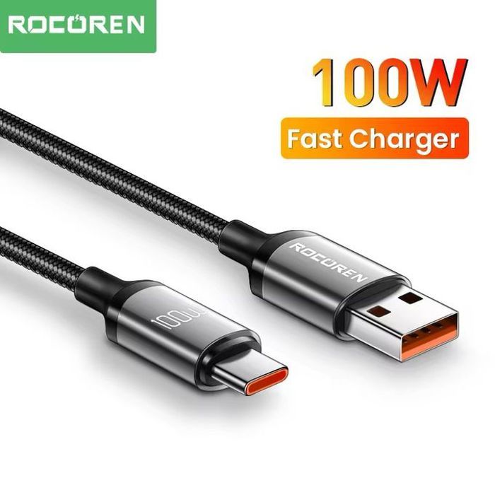 Rocoren Retro Series Fast Charge USB Cable A TO C 100W 1m Grey