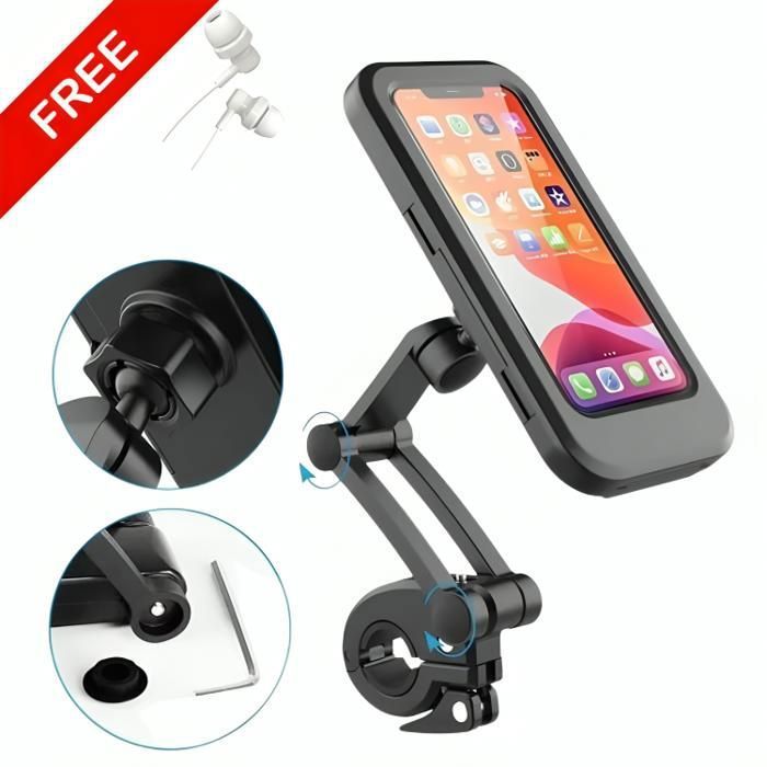 Support de Téléphone - Étui Étanche - Moto - Rotation 360° - Compatible Universel - Écran Tactile TPU