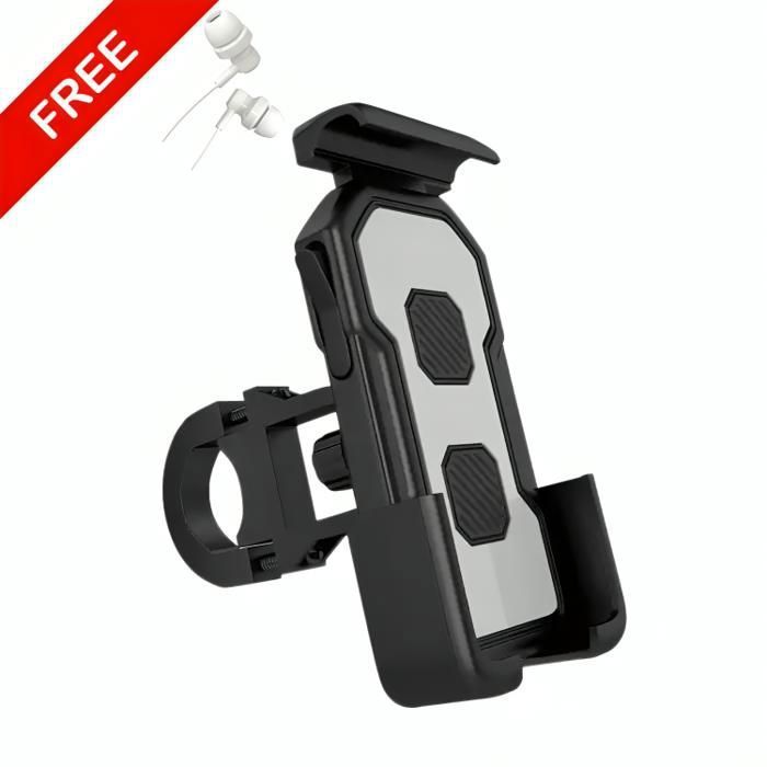 Support de téléphone - CZ027 - Universel - Rotation 360° - Silicone Noir - Écouteur Heavy Bass Gratuit