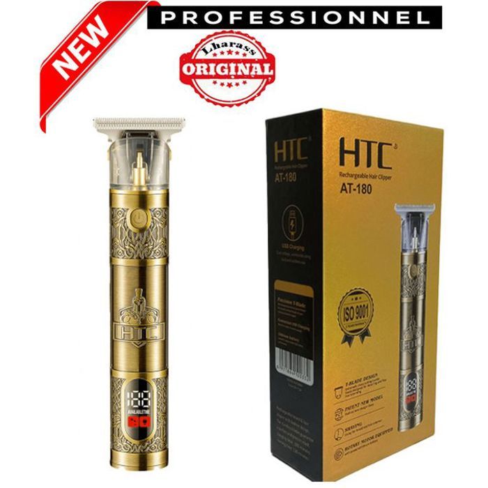 Tondeuse à cheveux - AT-180 - Professionnelle - Rechargeable - Métal - Écran LED