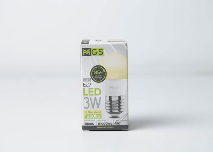 MGS - Ampoule Led - G45 3W E27 - Blanc Chaud