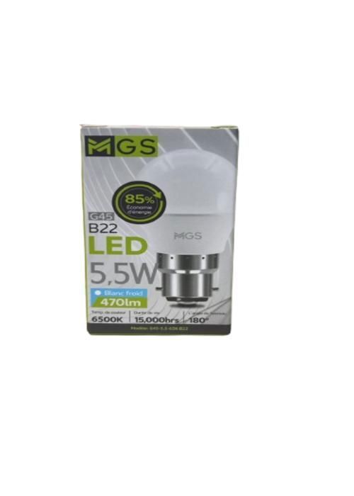 AMPOULE LED G45 5,5W B22 BLANC MGS