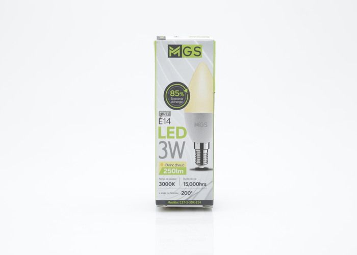 Ampoule LED C37 - MGS - E14 - 3W - Jaune - Économie d'énergie