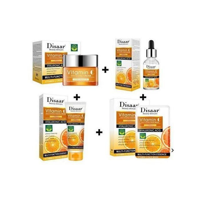 Pack soin visage à la vitamine C - 4 unités - anti-age haute concentration d'acide hyaluronique