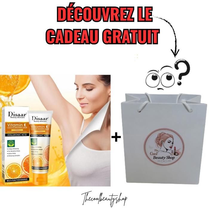 Crème blanchissante pour le corps pour peau foncée, crème blanchissante pour les aisselles à la vitamine C 100 % biologique