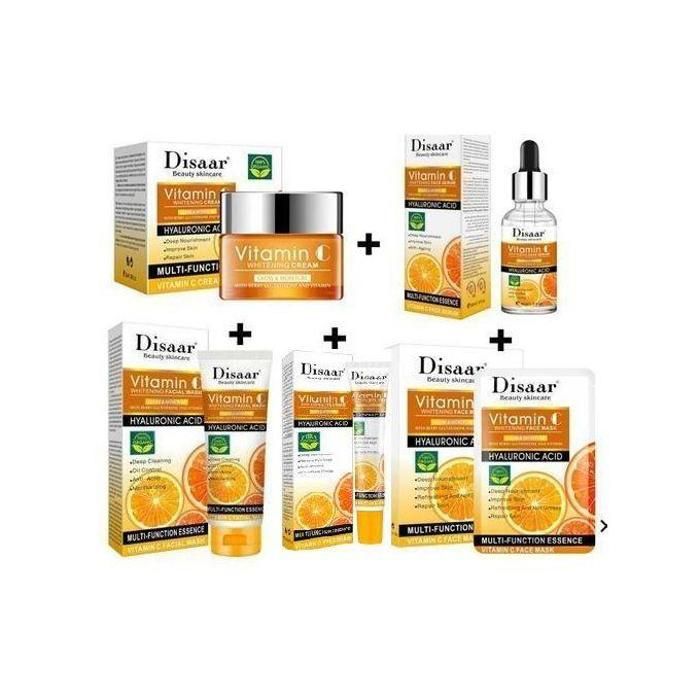 Pack soin visage à la vitamine C - 5 unités - anti-age haute concentration d'acide hyaluronique