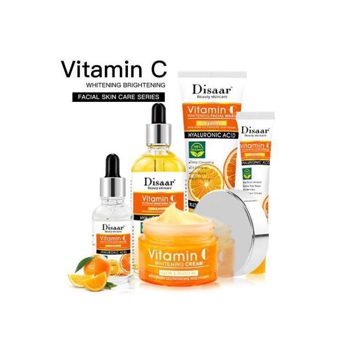 Pack soins visage à la viatmine C, Sérum, toner, crème visage, nettoyant visage, crème yeux