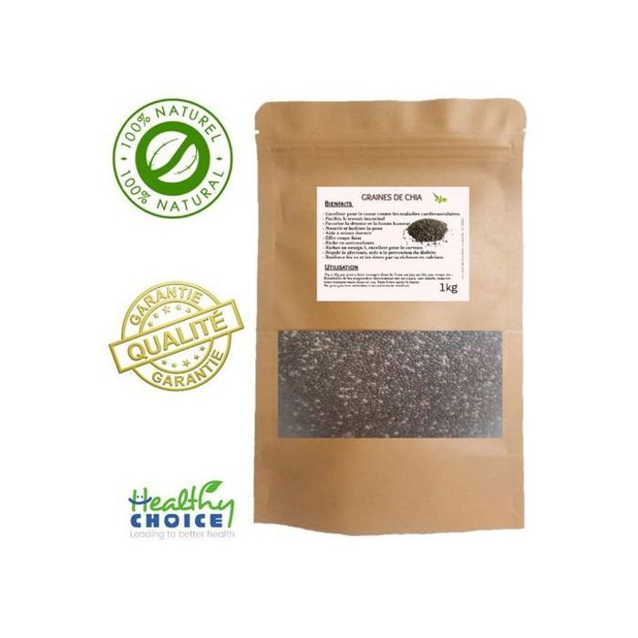 1kg GRAINES DE CHIA. MINCEUR, COUPE FAIM, TRANSIT..