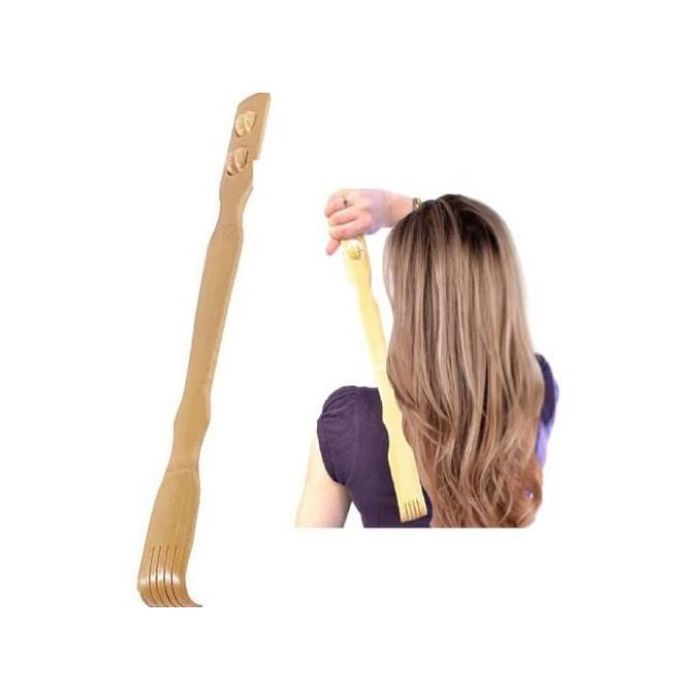 Masseur dos en bambou -Main grattoir en bois avec rouleaux pour massage du corps