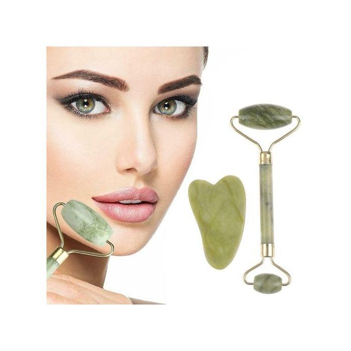 Rouleau massage visage, jade roller facial naturel, masseur pour les yeux..