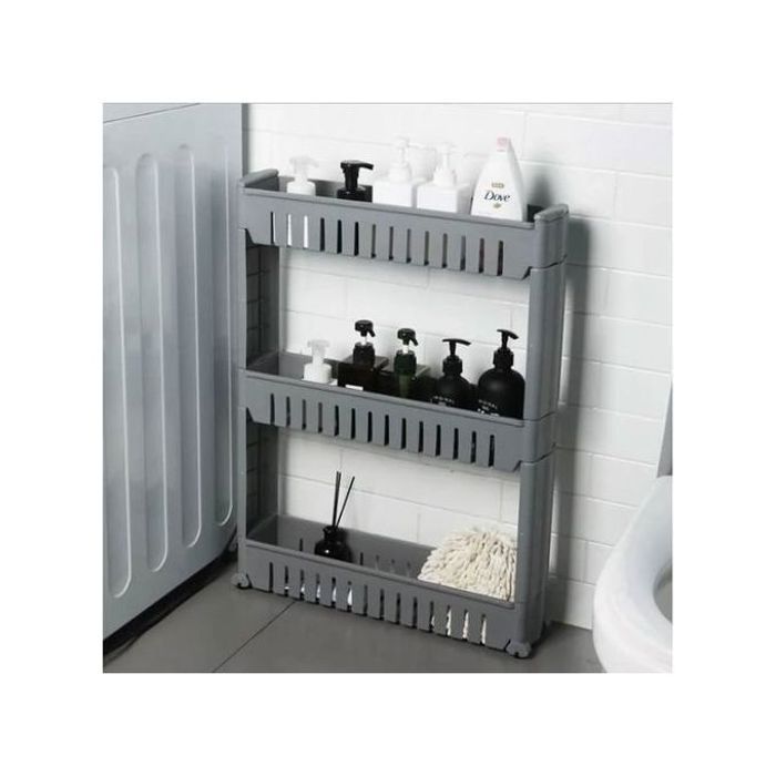 Étagère étroite pour cuisine et salle de bain sur roulettes 3 niveaux