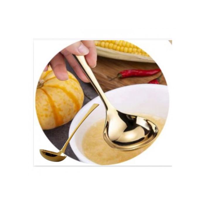 Louche à soupe en acier inoxydable durable, Louche avec poignée Confortable Doré