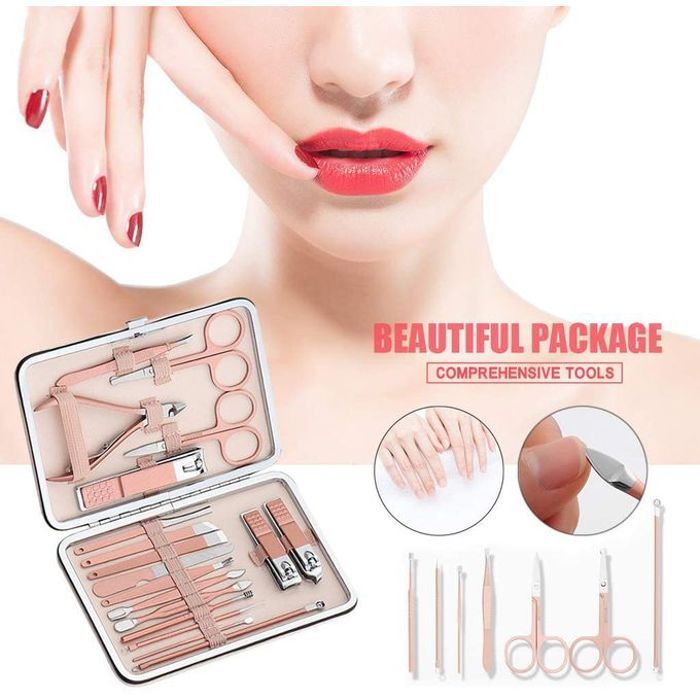 18pcs Set Nail Trousse Manucure Pédicure Ongle Clipper Cutter Coupe Soins Kits