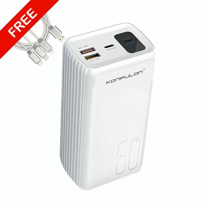 Powerbank 50000mAh Batterie externe Konfulon A24Q ORIGINAL + Cable 3 en 1 Gratuit