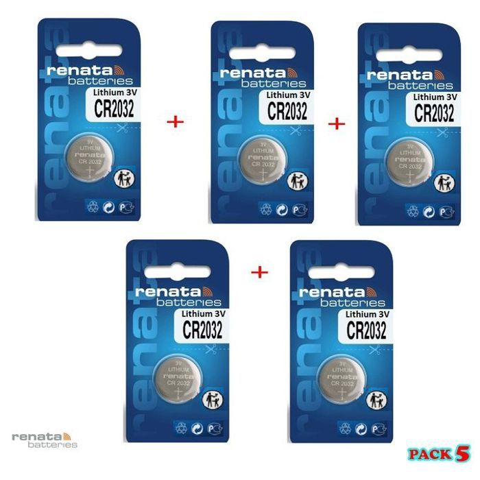 Renata Pack de 5Batterie Piles MicroLithium Cell CR2032 3V Pour Montres et Electronique