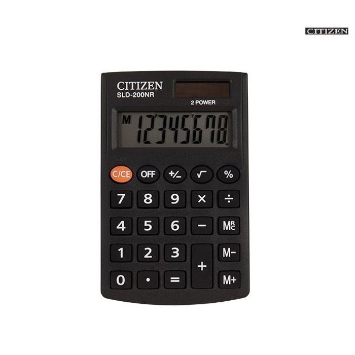 Citizen calculatrice de poche (Noir) SLD-200NR Affichage 8 chiffres Double alimentation