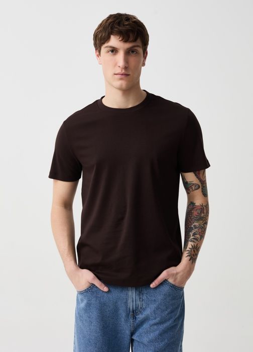 T-shirt - Premium - Marron - 100% Coton - Coupe Régulière - Manches Courtes