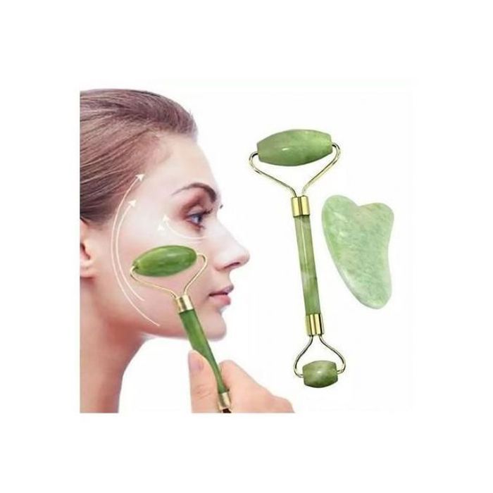 Ensemble Rouleau De Jade - GENERIC - 2 Pcs - Vert - Vegan - Massage Relaxant