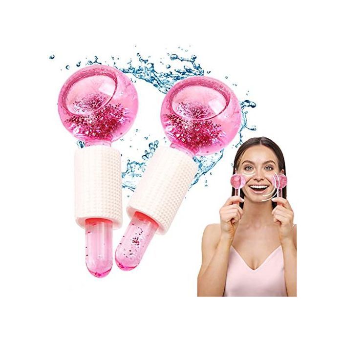 2 boules en cristal outil de massage facial, globes de glace refroidissants,