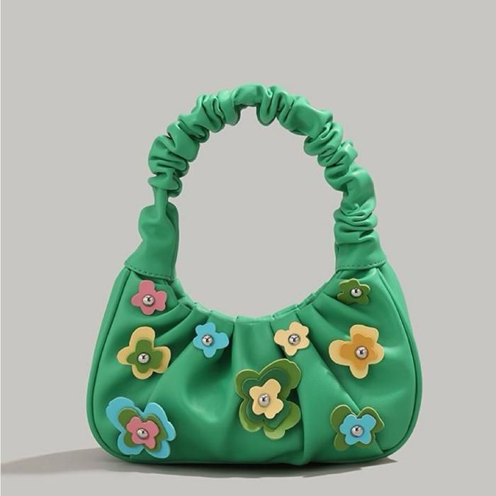 Sac à main - COUCOU PARIS - CK001-2 - Vert - Cuir - Style nuage plissé