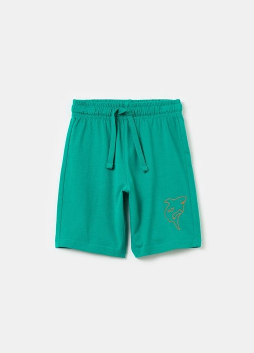 Bermuda - Non spécifié - Imprimé requin - Coton 100% - Cordon de serrage - Poche plaquée