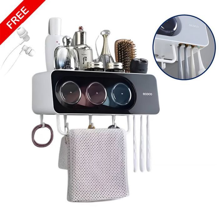 Organisateur de salle de bain porte-serviettes porte-brosse à dents avec 3 + écouteur Gratuit