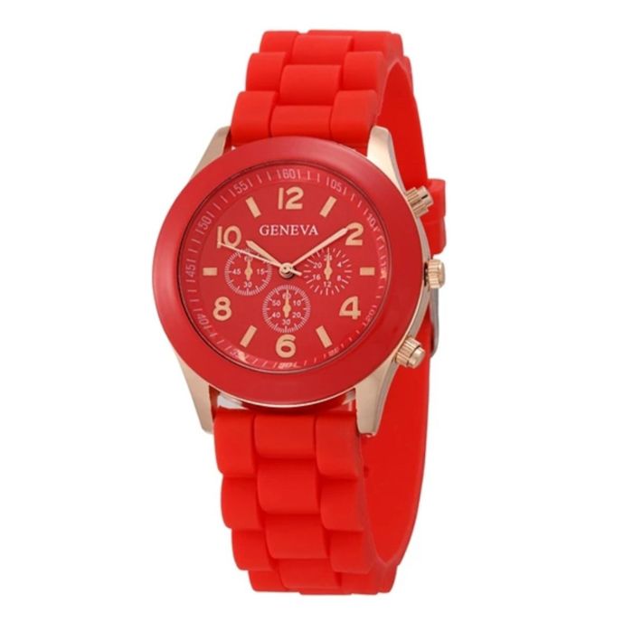 Montre - Femme - Silicone - Rouge - Quartz - Analogique