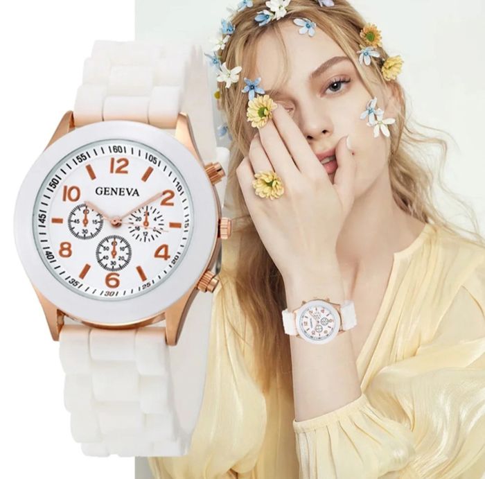 Montre - Femme - Silicone - Blanc - Quartz - Analogique