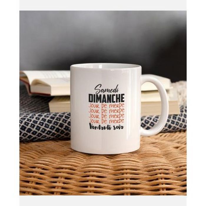 Mug - jour de merde - Céramique - 325 ml - Blanc - Anti-rayures