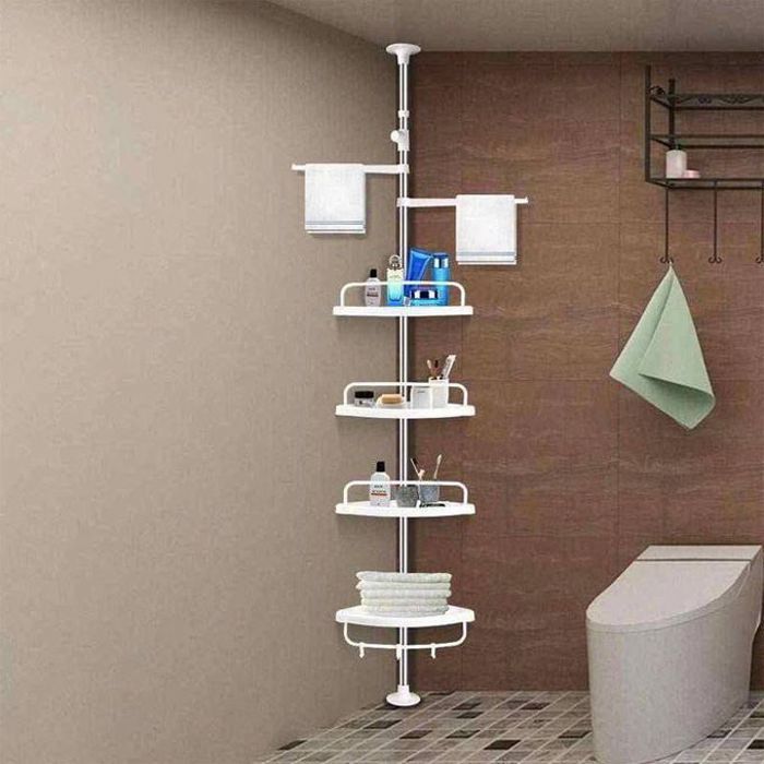 Etagere Coin salle de bain Douche et Toilette Rangement organisateur à 4 Etages