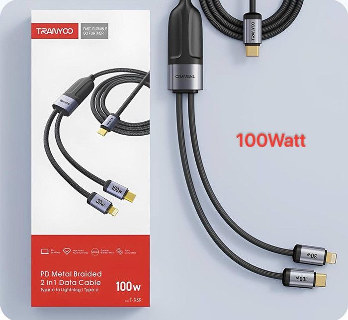 TRANYOO T-XS8 câble multi chargeur 2 en 1 fil de charge rapide