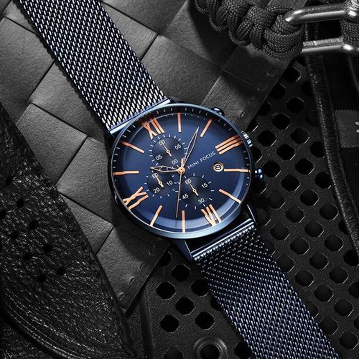 Montre Chronographe - Mini Focus - 02036 - Acier Inoxydable BLEU