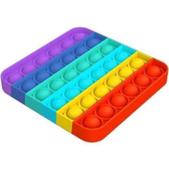 Jouet Sensoriel - Pop It - Carré Premium - Multicolore - Silicone - 5 ans et plus