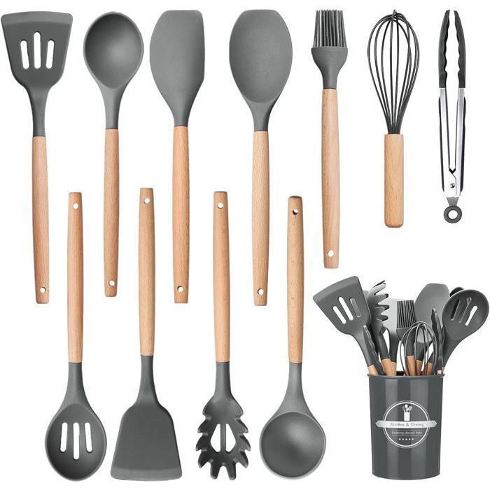 Ustensiles de cuisine - Qualité supérieure - 12 pièces - Silicone - Sans BPA - Style moderne