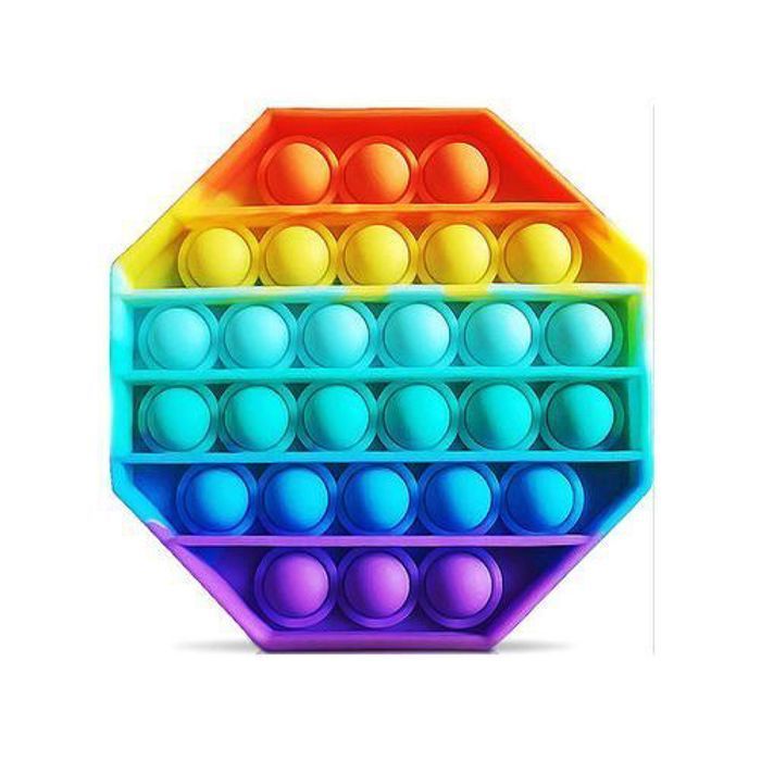 Jouet anti-Stress - Pop Pop Push - Hexagone Arc-en-Ciel - Silicone - Réutilisable - 3 ans et plus