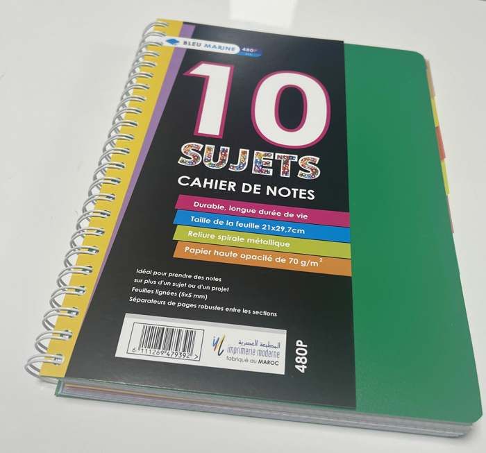 Cahier Université 10 Sujets A4 480 pages