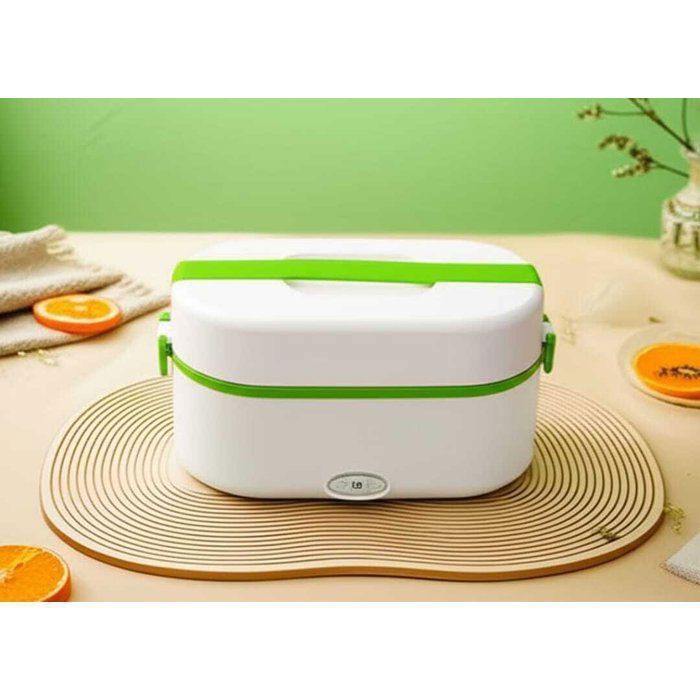 Lunch Box Chauffante Électrique Portable – 2 Récipients Inox 1L -Enfants et adultes 23/12/H14 cm-blanc et vert