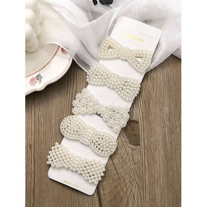 set de 5 Pinces à cheveux effet perles
