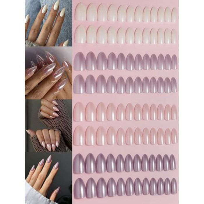 96 pieces faux ongles brillant+ lime+ feuille ruban