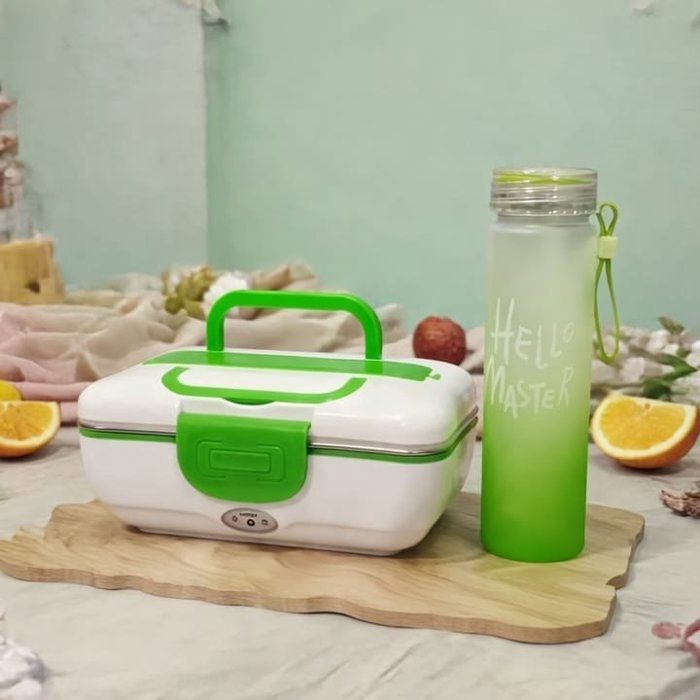 Lunch Box électrique - AYA HOME - Gourde Hermétique 400ml - 3 Compartiments - Inox - Vert