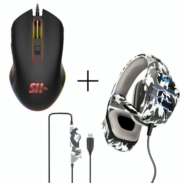 PACK GAMING - Casque Gamer Gaming HEADSET Q9 + Souris Gamer M10 PRO GAMING