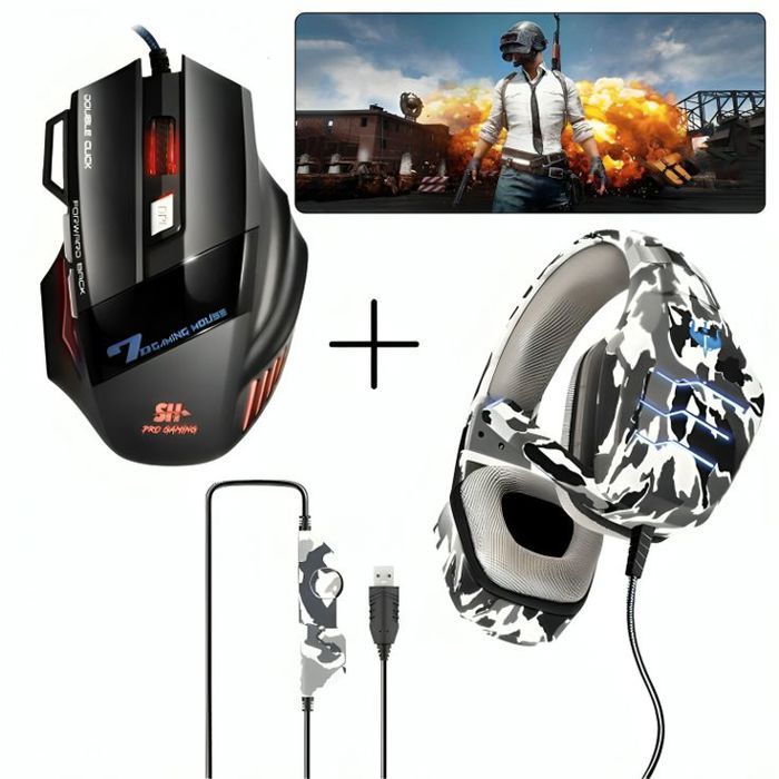 PACK GAMING - Casque Gamer Gaming HEADSET Q9 + Souris Gamer M13 PRO GAMING + TAPIS GAMING PUBG 90CM