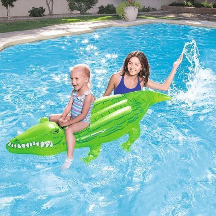 Bouée Gonflable - BESTWAY - Crocodile - 2,03 m - Vinyle robuste - Pour enfants à partir de 3 ans
