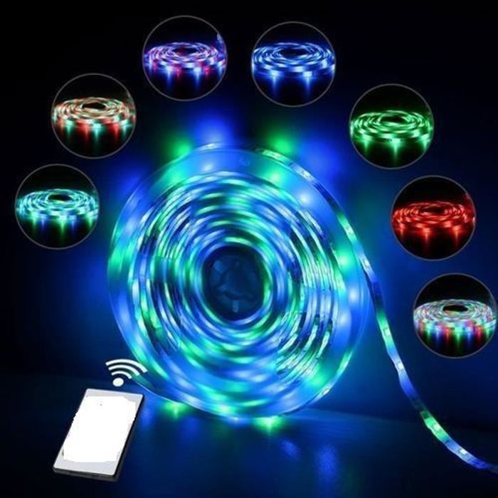 LED Light Strip 5M et Remote Controller + 12V 3A Power Supply RGB For Decoration