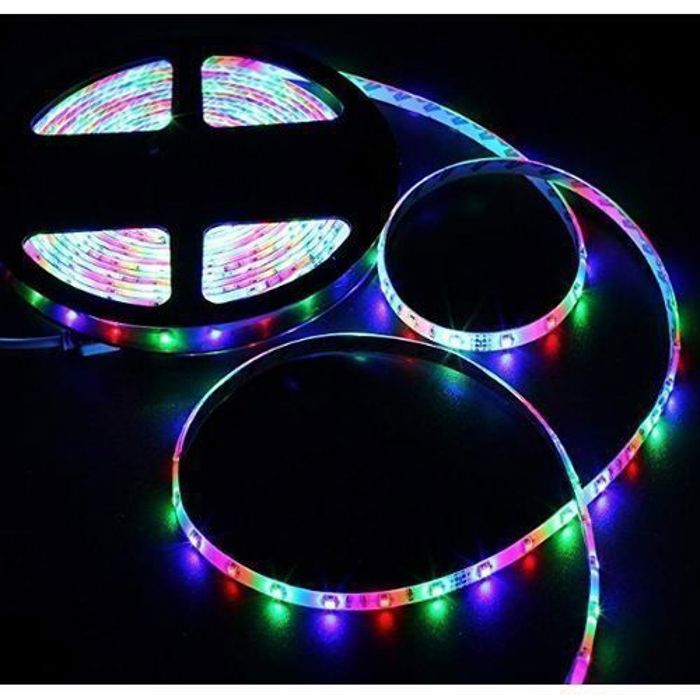 Ruban LED - Multicolore - 5M - 12V - Télécommande sans fil - Haute intensité
